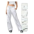 thumbnail image 5 of Franhais Women Cargo Pants, Elastic Waist Drawstring Lines Loose Trousers with Pockets  Streetwear, 5 of 6