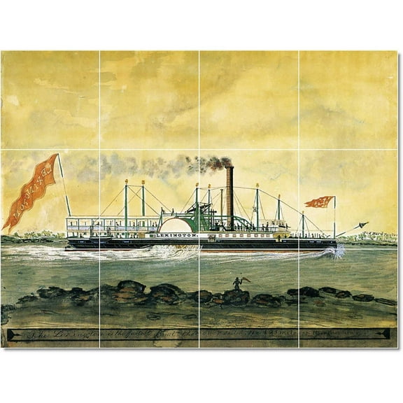 Ceramic Tile Mural-James Bard Ships Tile Mural Floor Decor Decor 48" w x 36" h using (12) 12 x 12 ceramic tiles