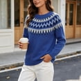 thumbnail image 6 of QSAWXQZ Women's Crewneck Sweater Long Sleeve Color Block Fair Isle Jacquard Pullover Casual Knit Top 4XL, 6 of 6