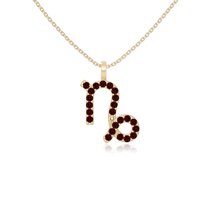Natural Garnet Zodiac Capricorn Pendant Necklaces for Women in 18K Yellow Gold Vermeil, January Birthstone Jewelry Gifts for Her Birthday, Anniversary, Christmas, Graduation, Mothers Day,Valentines