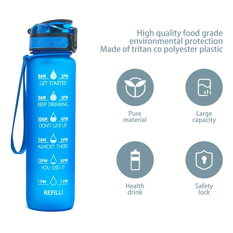 1L Water Bottles With Straw, Multicolor Large Capacity Motivational Time  Marker Water Bottle ,Reusable Tritan Plastic Leakproof Durable Water Jug  For Gym, Work, Travel And Outdoor Sports -White
