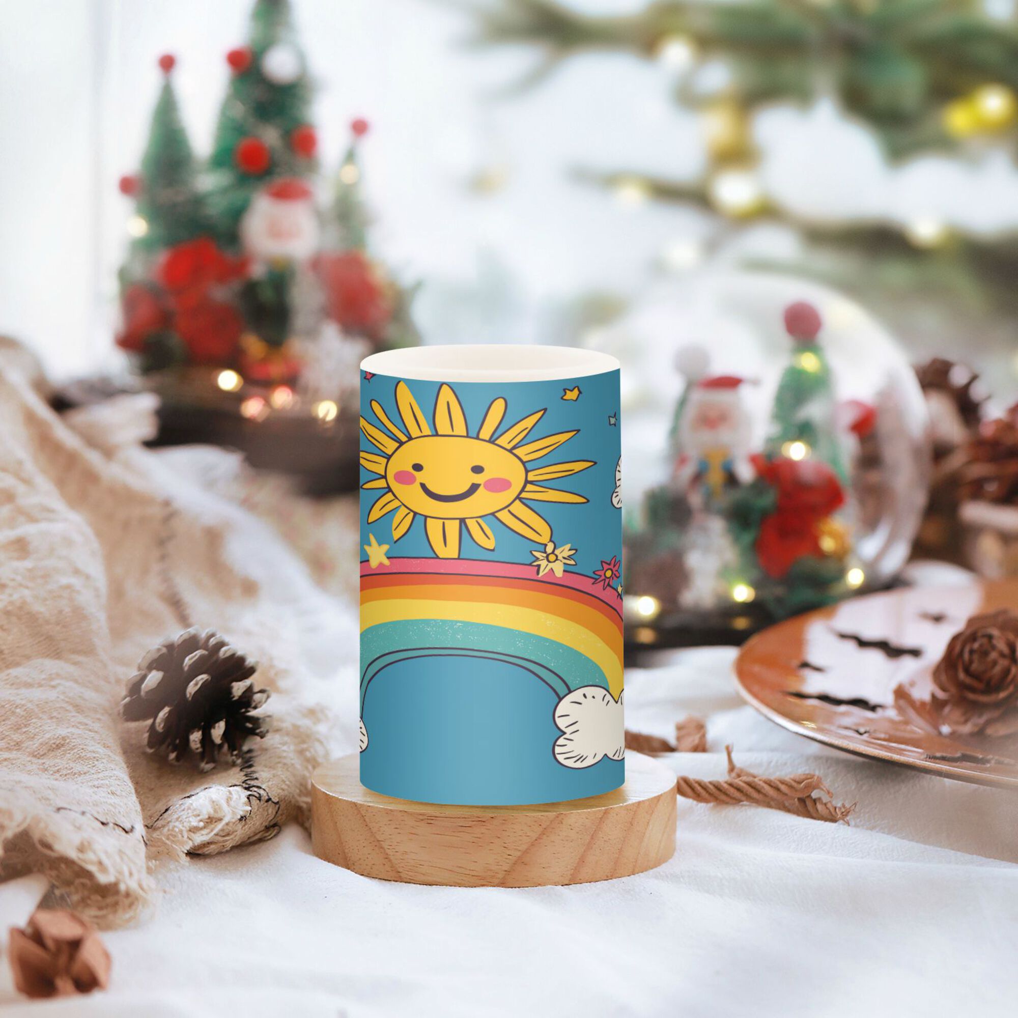 Yayeee Flameless Candles with Remote Flickering Battery Operated Multi Color Changing, Cowboy Pattern