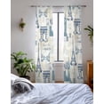 thumbnail image 3 of Eiffel Tower Sheer Curtains 84 Inch Length 2 Panels Set for Living Room/Bedroom, European Architectural Retro Hand-Painted Kitchen Curtains Grommet Semi-Sheer Curtains Window Treatments 52"x84"x2, 3 of 7
