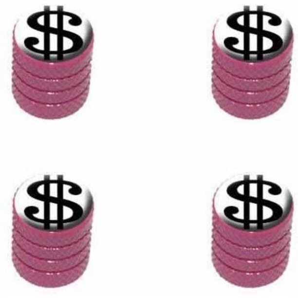 Dollar Sign White and Black Tire Rim Wheel Aluminum Valve Stem Caps