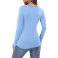 thumbnail image 3 of WULMLEO Womens Long Sleeve Tops Baselayer for Women V Neck Soft Casual Slim Stretch Underscrub Light Blue XS, 3 of 3