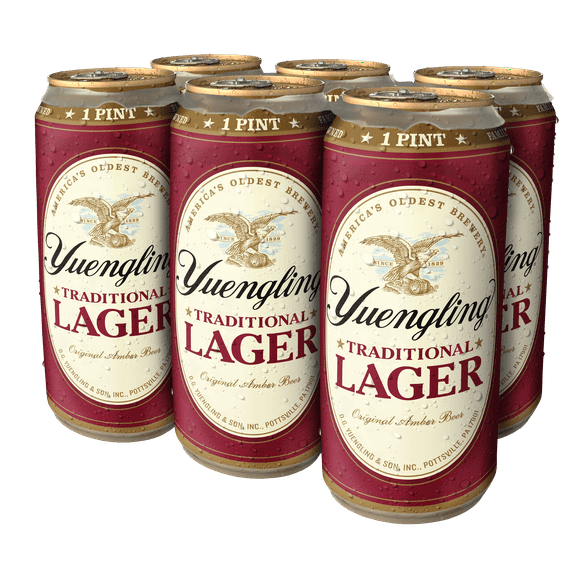 Yuengling Lager Beer, 6 Pack Beer, 16 fl oz Aluminum Cans, 4.5% ABV, Domestic Lager