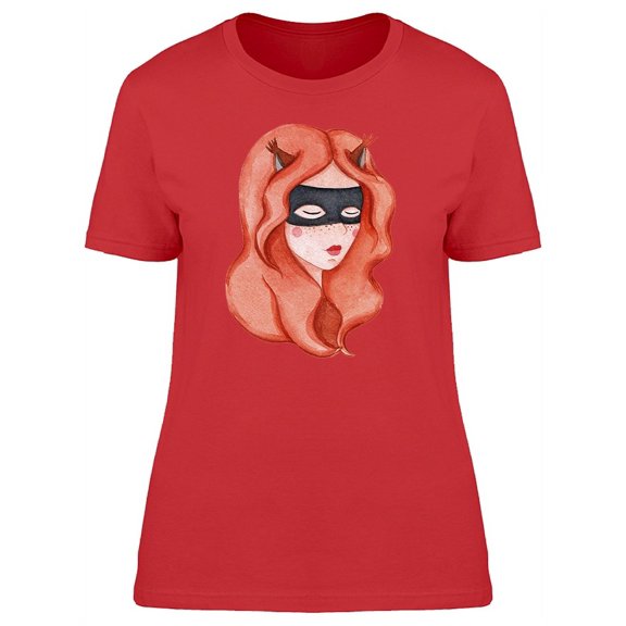 Girl In A Black Mask Fox Ears T-Shirt Women -Image by Shutterstock, Female Small