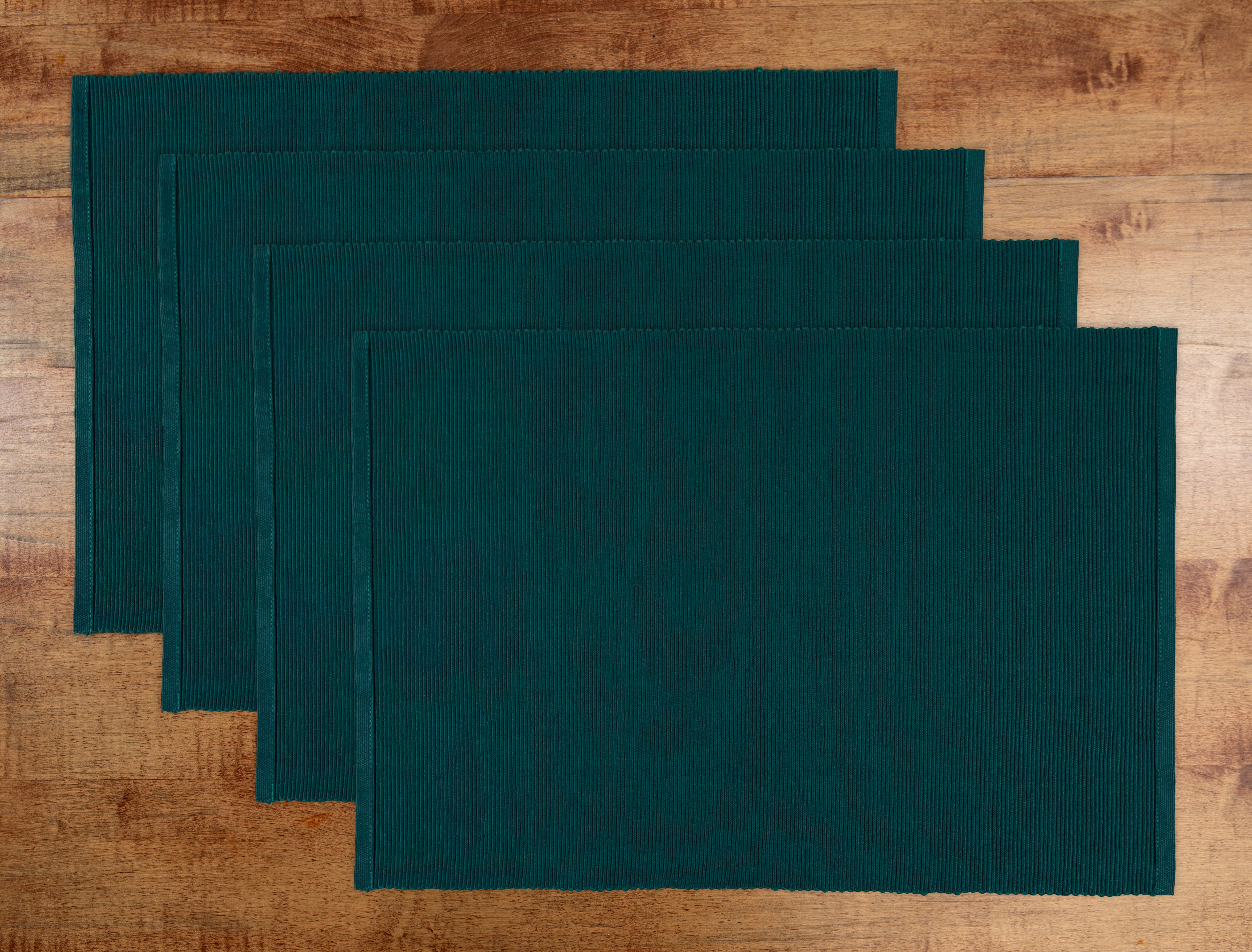 Mainstays Ribbed Placemat, 13 in x 18 in, Set of 4, Teal Green