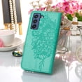 thumbnail image 4 of Dteck For Samsung Galaxy S21 FE Flip Wallet Stand Case,360 Protection Shockproof Luxury Diamond Embossed Butterfly PU Leather+Hand Strap Cover.For Samsung Galaxy S21 FE,Green, 4 of 7