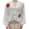 thumbnail image 6 of Edvintorg Cropped Cardigan for Women Halloween V Neck Loose Casual Knit Sweater Lightweight Open Front Top Women Clothing White S-XL, 6 of 7