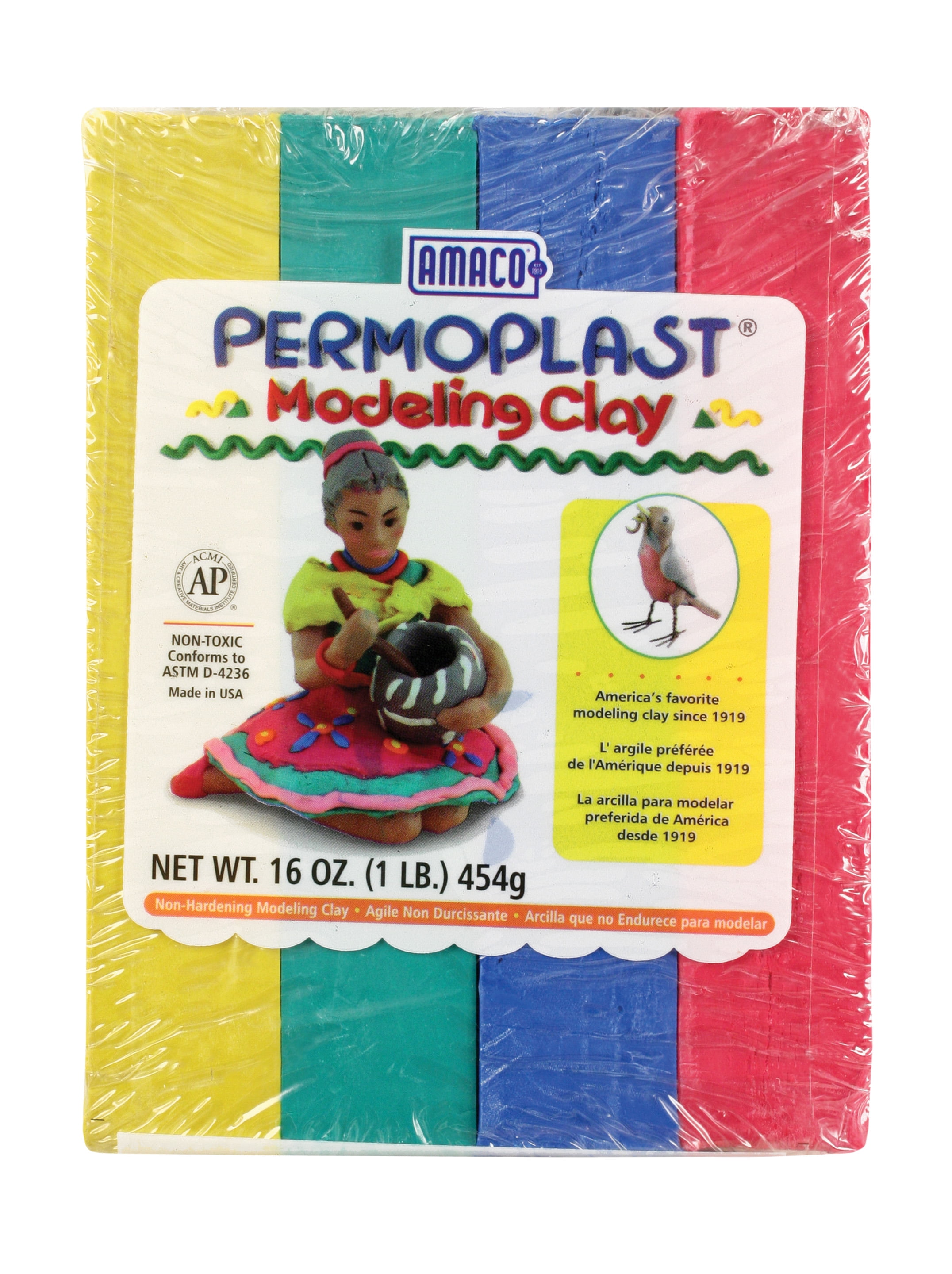 AMACO Permoplast NonToxic Modeling Clay Set, 1 lb, Assorted Color, Set