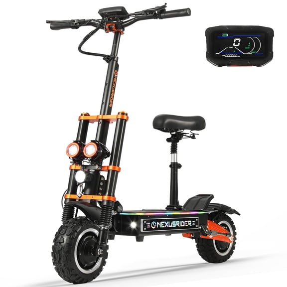 6000W Dual Motor Electric Scooter for Adults, 58MPH Max Speed, 60Miles Range, 60V 35Ah Battery, Dual C-Type Suspension, Adjustable Handlebars, NFC Function, 11" Off Road Escooter with Damper UL2272