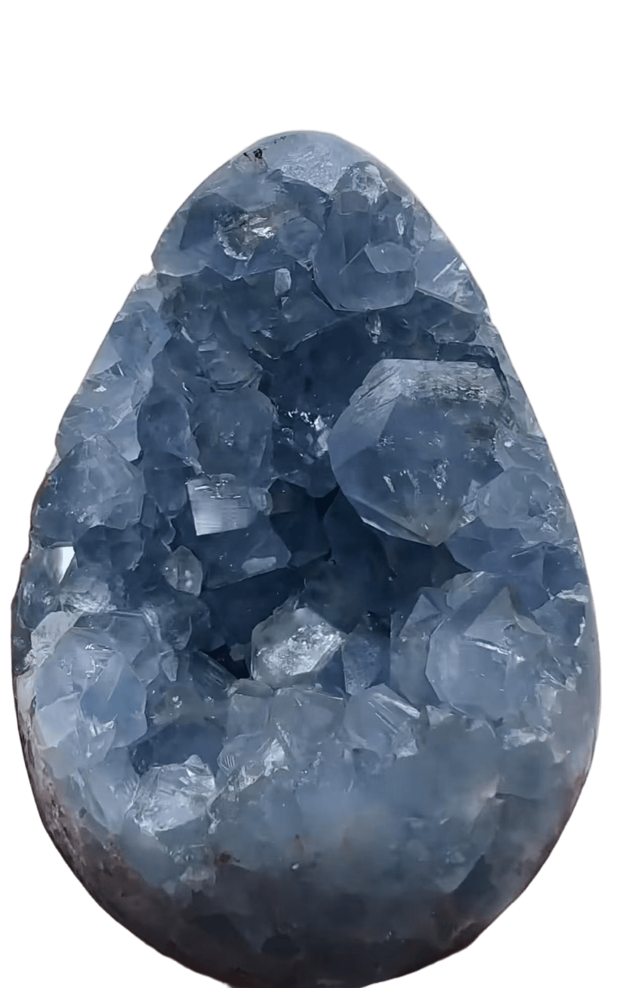 Natural Blue Crystal Dragon-Egg-Shape Geode - 3.58" x 5.31" Polished Stone Decor for Home, Office, Meditation & Collection (3.66 lbs)