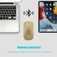 thumbnail image 6 of VerdeVida Bluetooth 5.2 Wireless Mouse — Rechargeable Silent-Click Mouse for MacBook, Laptop, PC, iPad, Chromebook, Windows 11/10/8 — Slim Portable Travel Mouse, 1600 DPI, Multi-Device, Gold, 6 of 7