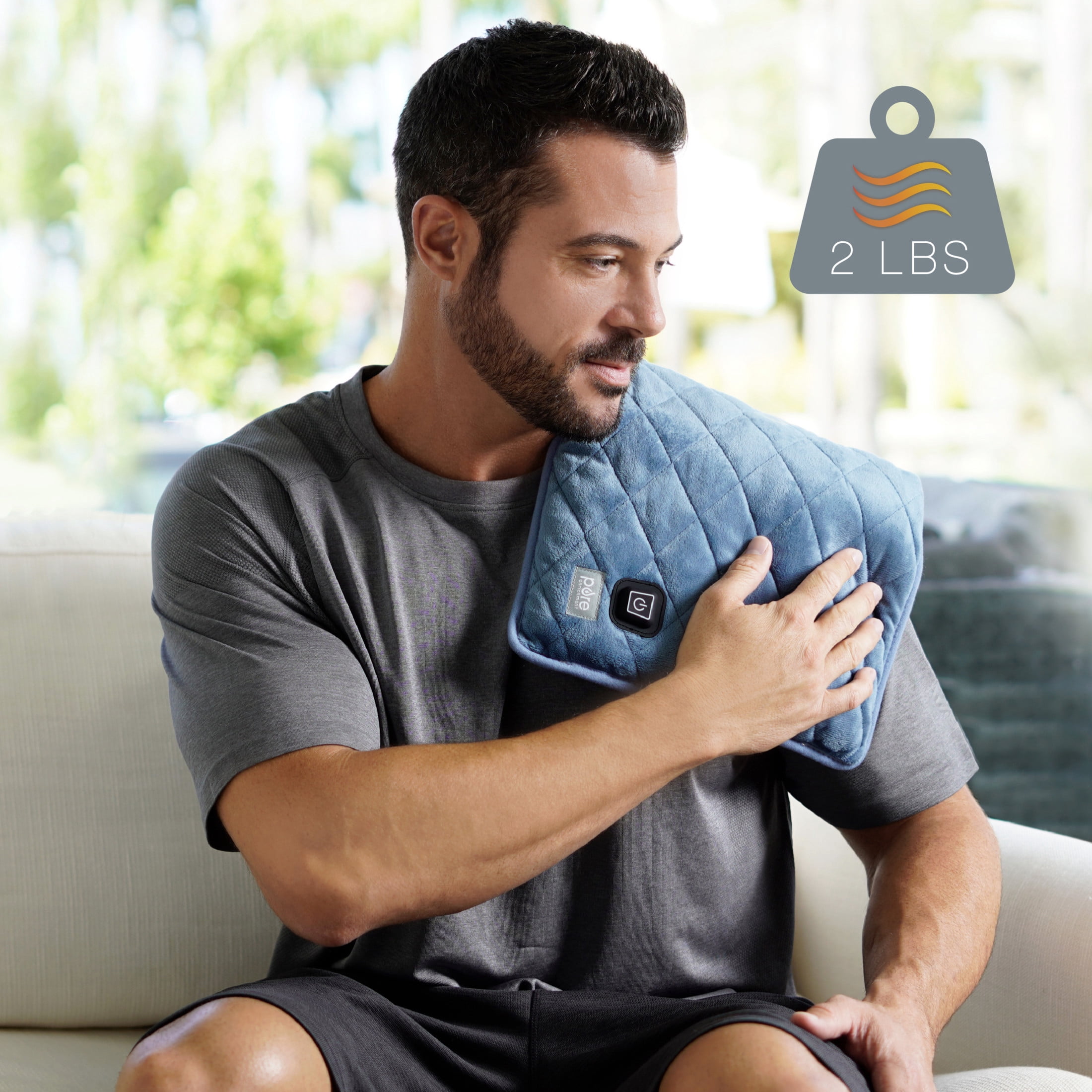 Pure Enrichment WeightedWarmth - 2-in-1 Weighted Lap Pad with Warmer (20” x 12”) 2 lbs, 3 Warmth Settings, BPA-Free, Non-Toxic Beads, & Soft Micromink — Ideal for Kids, Travel & Back Pain