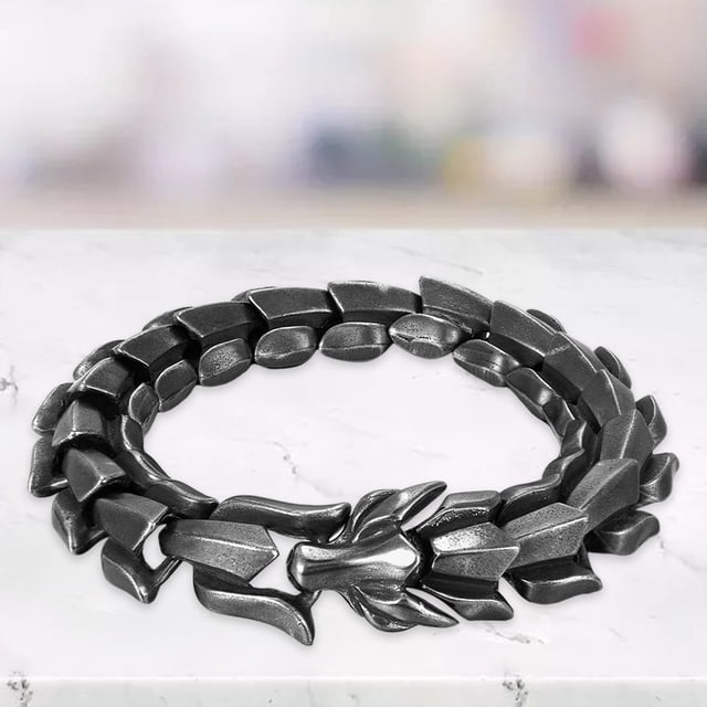 maskred Fashionable Gothic Punk Dragon Scale Bangle 48 inches Durable and Striking Black 9.05 Inch 5Set