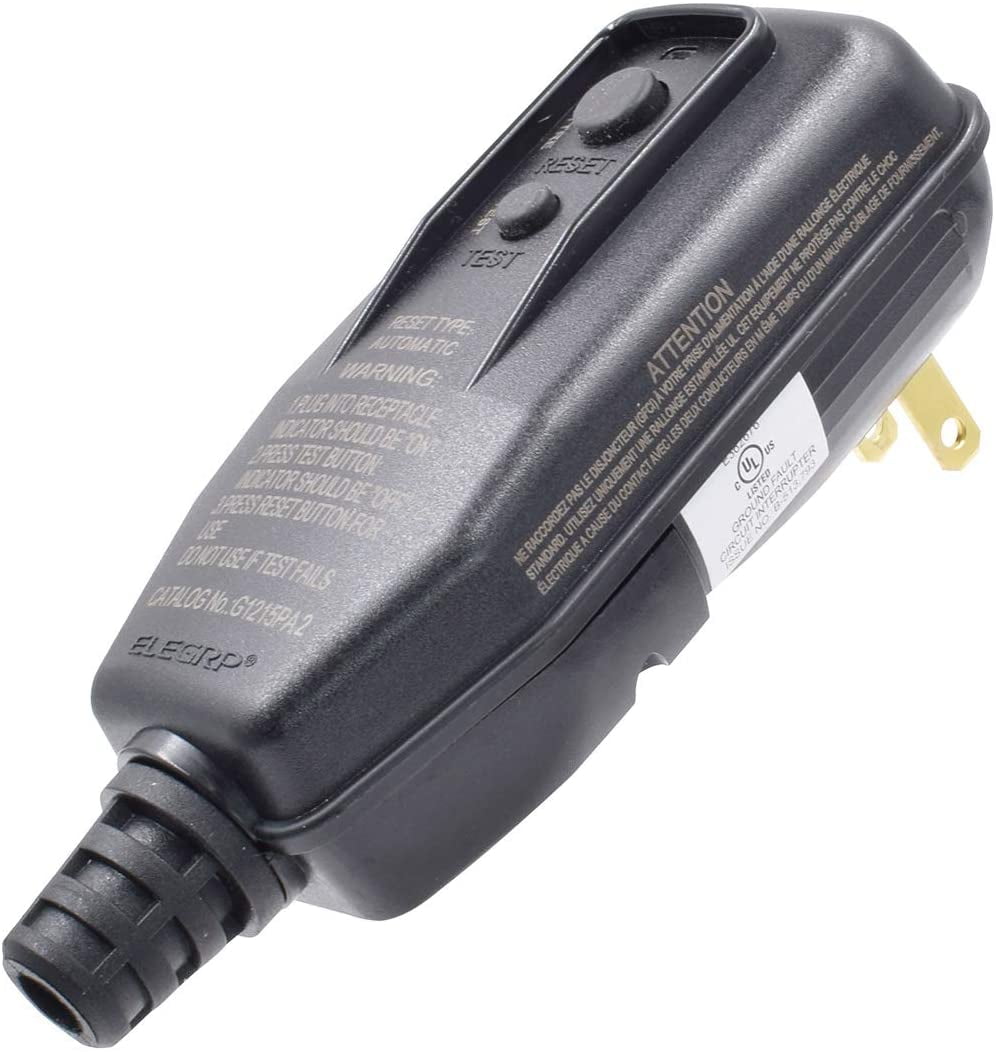 ELEGRP 15AMP 2Prongs NonGrounding Auto Reset Portable GFCI