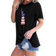 thumbnail image 2 of Tops Cortos para Mujeres Bandera de Moda Impresa Cuello Redondo, Camiseta de Manga 3/4 para Uso Diario, Casero Y Cómodo, 2 of 4