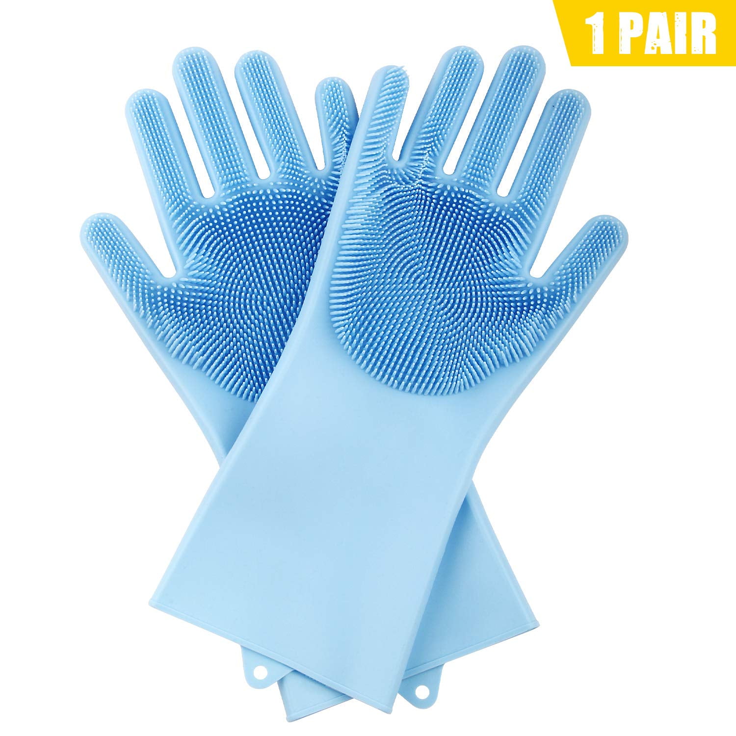 Magic Silicone Gloves with Wash Scrubber Dishwashing Gloves Washing The Car Pet Hair Care Bathroom Scrubber Cleaning Gloves for Kitchen 1 Pair 