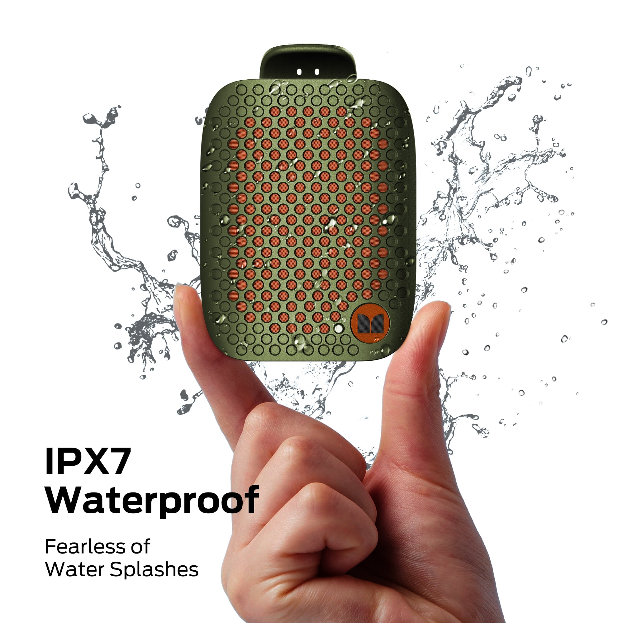 Monster Wearable Clip-On Portable Bluetooth Speaker, Rechargeable Wireless Speaker, Green