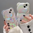 thumbnail image 6 of Bear Phone Case Compatible with iPhone 14 Plus Case, Cute 3D Holographic Clear White Bear Case, Shockproof Kpop Cartoon Bear Phone Case for Women Girls, 6 of 11
