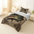 thumbnail image 2 of jejeloiu Crocodile Animals Twin Comforter Sets,Vintage Print Bedding Set For Boys,Brown Black,Light Gray Reversible,2-Piece,1 Comforter and 1 Pillowcase, 2 of 7