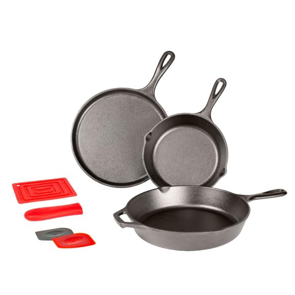Set de Sartenes Lodge 7 Piezas de Hierro Fundido Negro