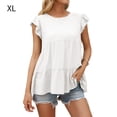 thumbnail image 3 of QualitChoice Hauts à Manches Courtes en Dentelle Été Col Rond T-shirt Décontracté Blanc TG, 3 of 6