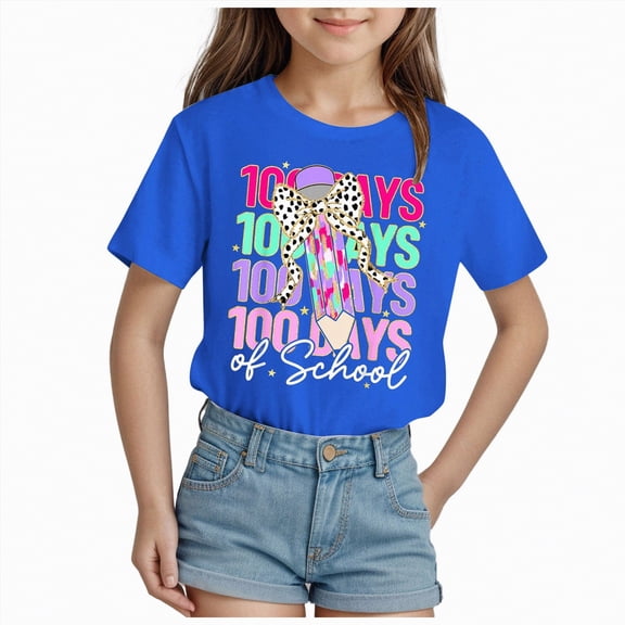 Toddler Girls Short Sleeve T-Shirt Soft Cotton Crew Neck Tees Kids 24 Months 2t 3t 4t 5t 6t 7t Casual Basic Summer Tops Daily Wear Clothing Gibobby,13-14 Years,Blue