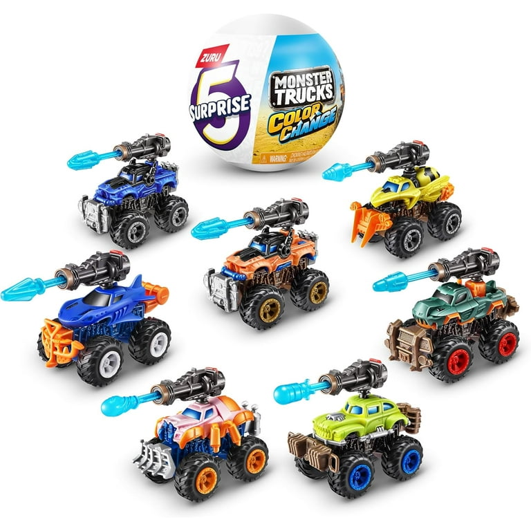 ZURU, 5 Surprise Monster Trucks, Color Change Wave 2 Mystery Pack