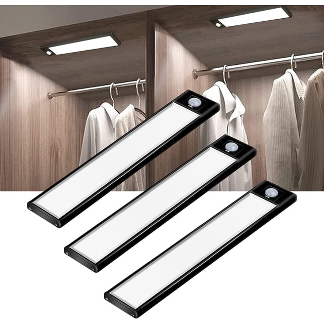 Paquete de 3 luces LED para clóset que funcionan con baterías, LED recargables de 31 MB