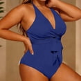 thumbnail image 7 of Stamzod Womens Plus Size Swimsuit Tummy Control One Piece Bathing Suit Criss Cross Halter Swimwear Blue XXXXXL, 7 of 7
