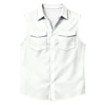 thumbnail image 4 of Men's Button Down Tank Top Sleeveless Casual Workout T Shirt Collared Beach Vacation Blouse with Chest Pocket, M, 4 of 8
