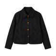 thumbnail image 5 of Tqcoqu Faux Suede Casual Cropped Fall Jacket for Women Trendy 2026, Button Down Short Casual Outwear with Pockets, 5 of 9