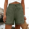 thumbnail image 5 of GUACER Casual Shorts for Women High Waisted Boho Drawstring Beach Shorts with Eyelet Cutout Hem & Big Pockets, 5 of 8