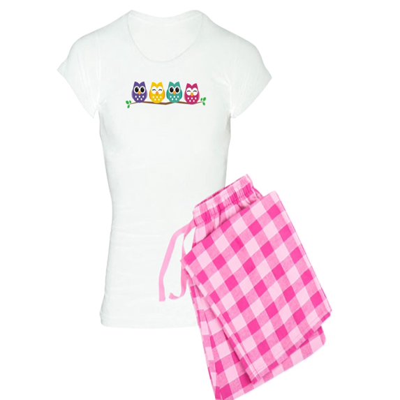CafePress - 4 Colorful Owls Pajamas - Women's Light Pajamas