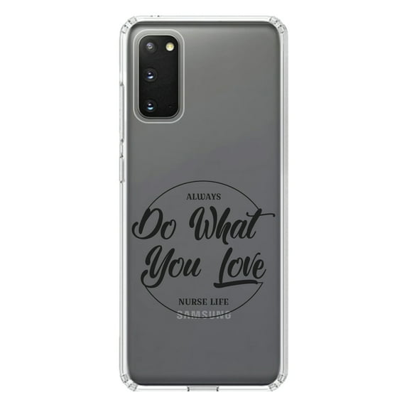 DistinctInk Clear Shockproof Hybrid Case for Galaxy S20 PLUS / 5G (6.7" Screen) - TPU Bumper Acrylic Back Tempered Glass Screen Protector - Always Do What You Love - Nurse Life Black