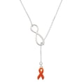 thumbnail image 1 of Delight Jewelry Silvertone Orange Ribbon Silver tone Elegant Infinity Lariat Necklace, 1 of 4