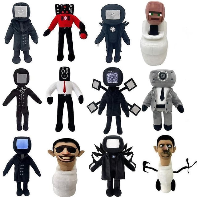 Skibidi, juguete de peluche para inodoro, muñecos de dibujos animados, juguete suave de peluche, muñeco de dibujos animados, regalo de cumpleaños de Navidad, 1 unidad