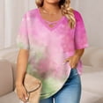 thumbnail image 2 of YanHoo Womens Summer Tops Tie Dye Graphic Short Sleeve Casual Shirts Criss Cross V Neck Basics Tee Trendy 2026 Plus Size Tshirt Hot Pink,XXXXXL, 2 of 7