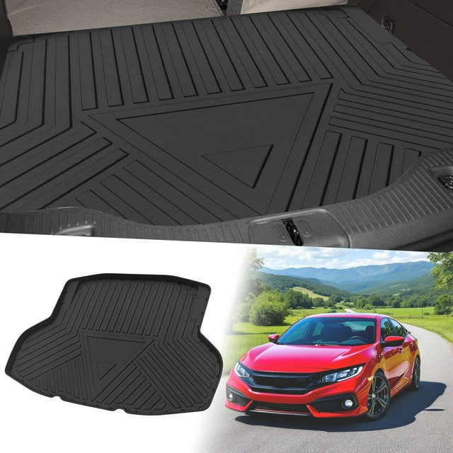 Unique Bargains Flat Face Cargo Liner Rear Trunk Mat Trunk Cargo Luggage Boot Tray Mat Stripes and Triangles Pattern for Honda Civic 2016-2021 Anti-Slip