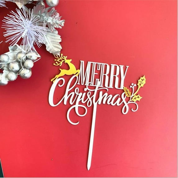 Christmas Acrylic Cake Insert Elk Party Cake Decoration Cake Decorations for Merry Christmas Winter New Year Themed