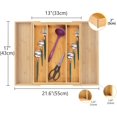 thumbnail image 3 of shiyou-Bamboo Expandable Kitchen Drawer Organizer, Adjustable Utensil Holder and Cutlery Tray, Drawer Divider For Silverware, Flatware, Knives In Kitchen, Bedroom, Living Room, 3 of 4
