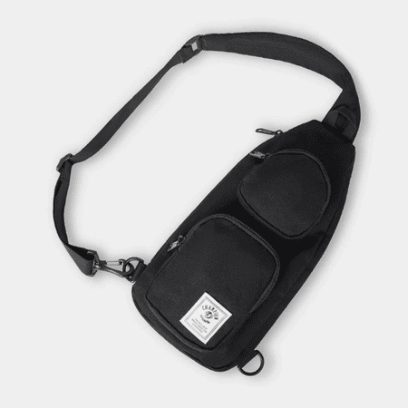 Champion Canvas Sling Bag Black Crossbody Travel Shoulder Bag with Multiple Pockets
