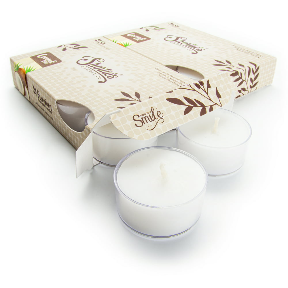 Coconut Cove Tealight Candles Multi Pack (12 White Highly Scented Tea ...