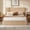 Oak, variant on 84.65" Queen Platform Bed Frame, Modern Minimalist, Tall Fluted Headboard, No Box Spring Needed, Sturdy Wood Slats for Bedroom, Oak