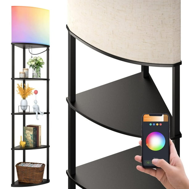 Lámpara de pie addlon para esquina, 5 niveles, USB tipo C, 3CCT, LED