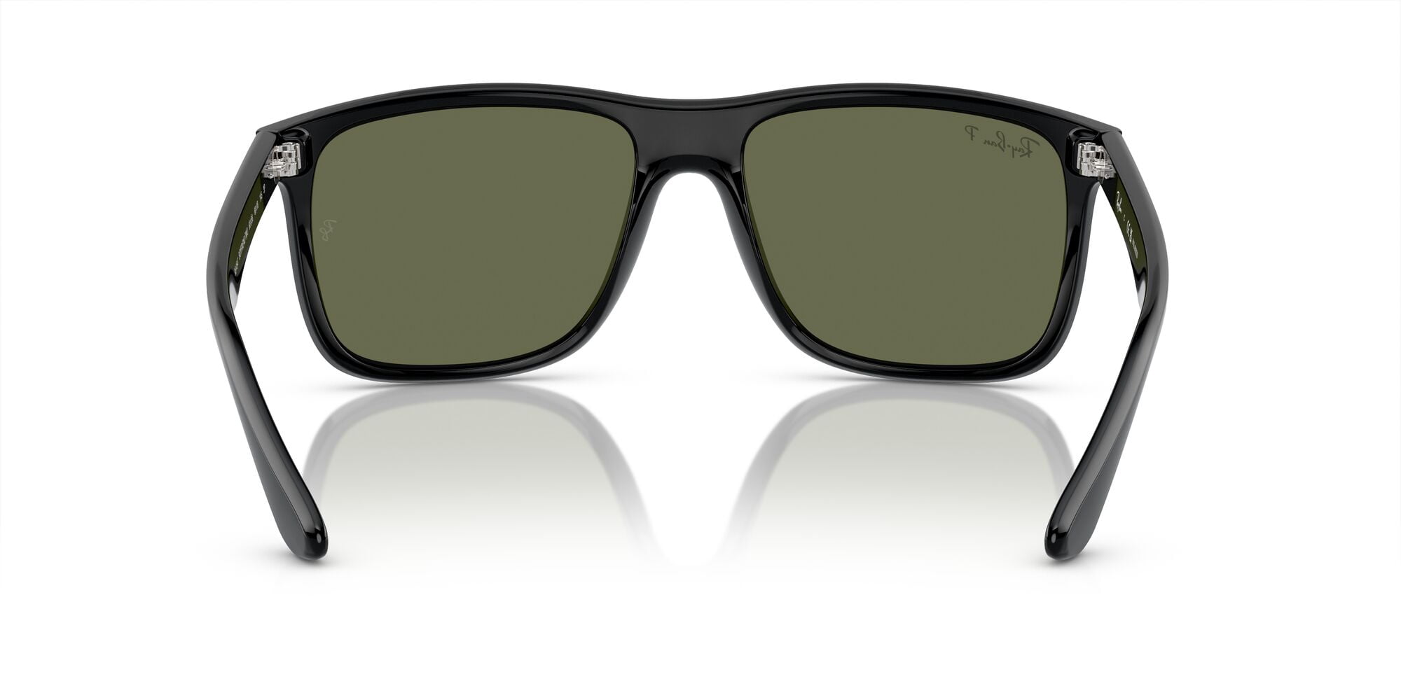 Ray-Ban Boyfriend Two Sunglasses with Polished Black Frames and Green Polarized Lenses, Size 60