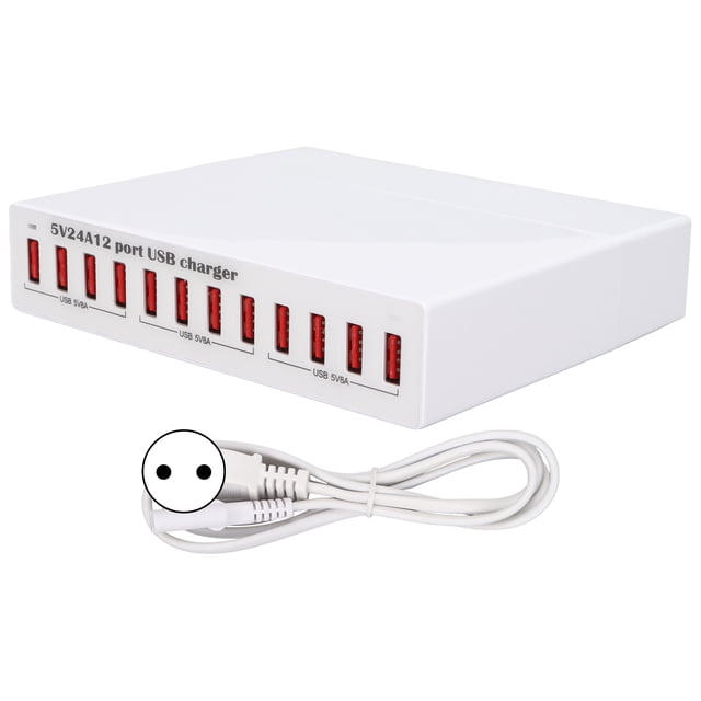USB Charging Station, LED Indicator Light High Temperature Resistance USB Charging Hub Intelligent Shunt For Camera For Phone EU Plug