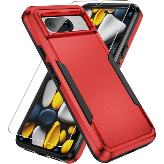 REQO for Pixel 8 Case,Google Pixel 8 Case with Screen Protector,[Military Grade Drop Tested] Heavy-Duty Tough Rugged Shockproof Protective Case for Google Pixel 8, Red